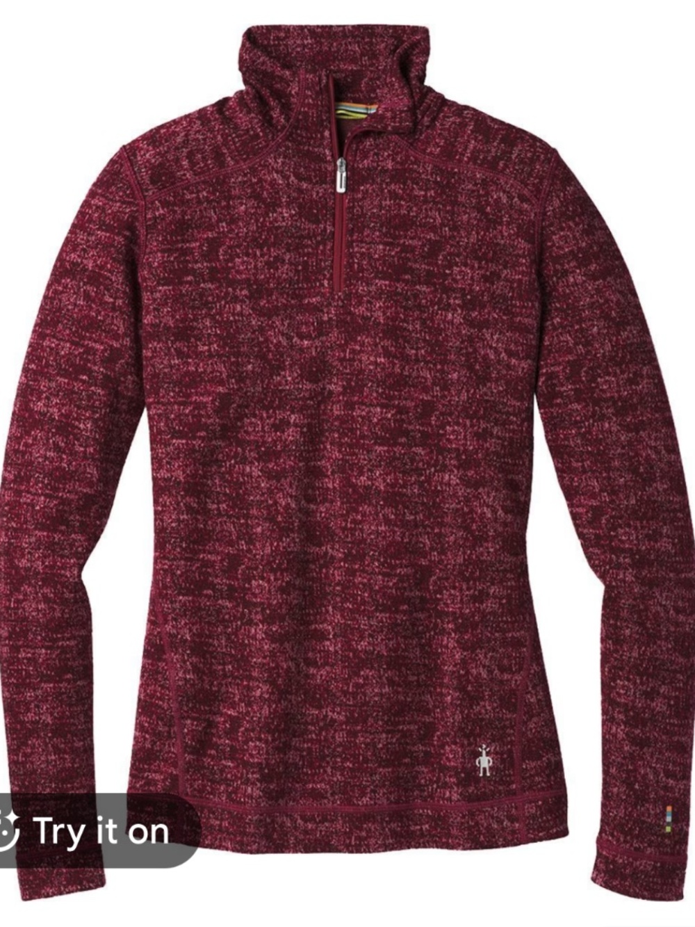 Smartwool Midweight Base Layer Merino Wool Pullover Quarter Zip Burgundy Red XS